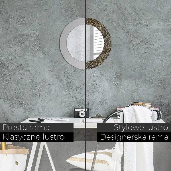 Runder spiegel bedrucktem rahmen Goldene Ornamente