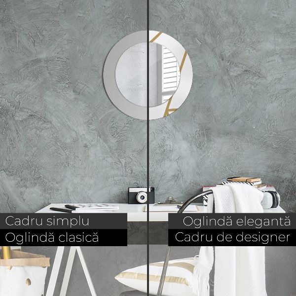 Runder spiegel mit dekorativem aufdruck Lineare Komposition