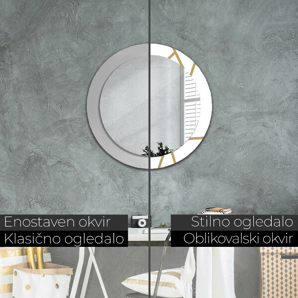 Runder spiegel mit dekorativem aufdruck Lineare Komposition