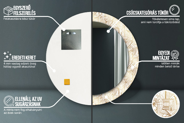 Runder spiegel mit dekorativem aufdruck Art Deco Komposition