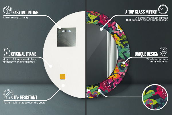 Runder spiegel aufdruck Handgepackte Blüten