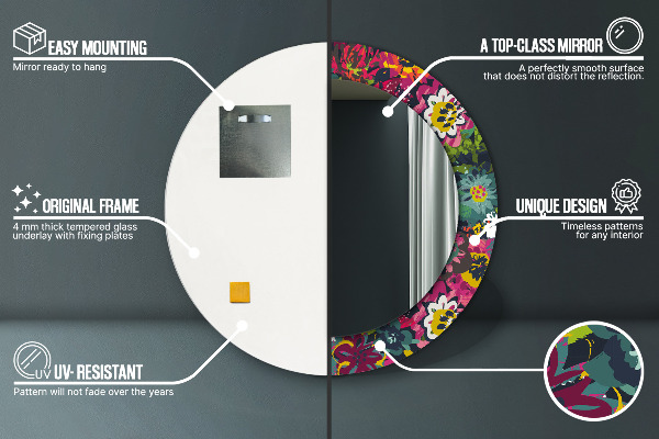 Runder spiegel aufdruck Handgepackte Blüten