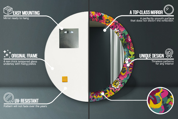 Runder spiegel aufdruck Handgepackte Blüten