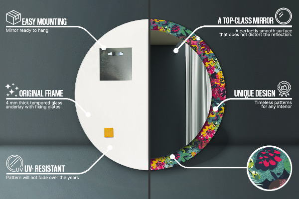 Runder spiegel aufdruck Handgepackte Blüten