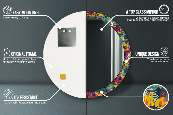 Runder spiegel aufdruck Handgepackte Blüten