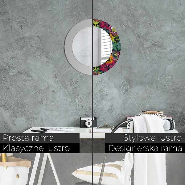 Runder spiegel aufdruck Handgepackte Blüten