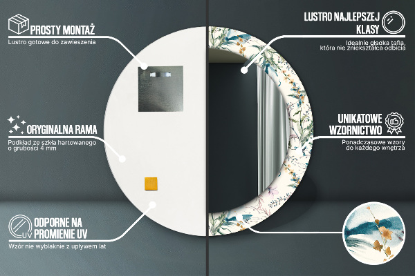 Runder spiegel aufdruck Aquarellblüten