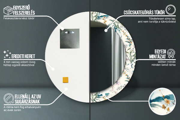 Runder spiegel aufdruck Aquarellblüten