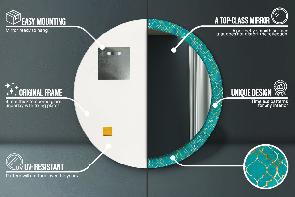 Runder spiegel aufdruck Grün- und Goldkomposition