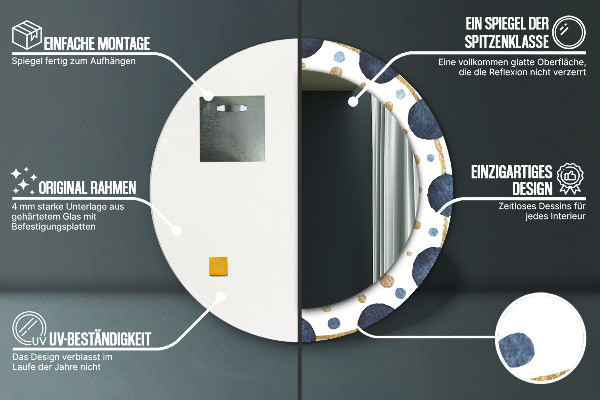 Runder spiegel mit dekoration Mondmandala