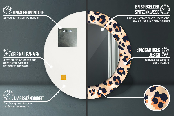 Runder spiegel mit dekoration Wildes Muster