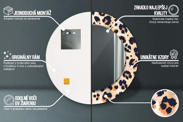 Runder spiegel mit dekoration Wildes Muster