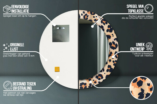 Runder spiegel mit dekoration Wildes Muster