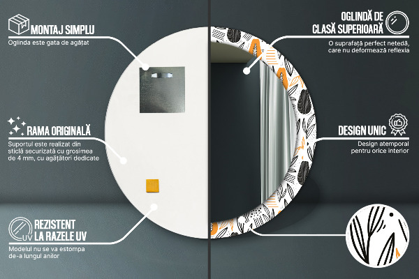 Runder spiegel mit dekoration Papai-Muster