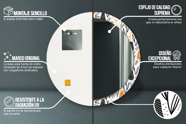 Runder spiegel mit dekoration Papai-Muster