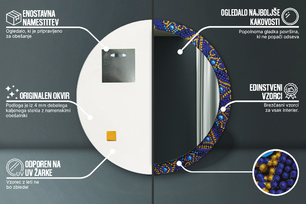 Runder spiegel bedrucktem rahmen Dekorative Komposition