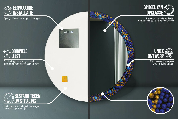 Runder spiegel bedrucktem rahmen Dekorative Komposition