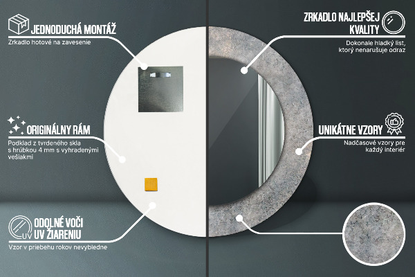 Runder spiegel bedrucktem rahmen Vintage Beton