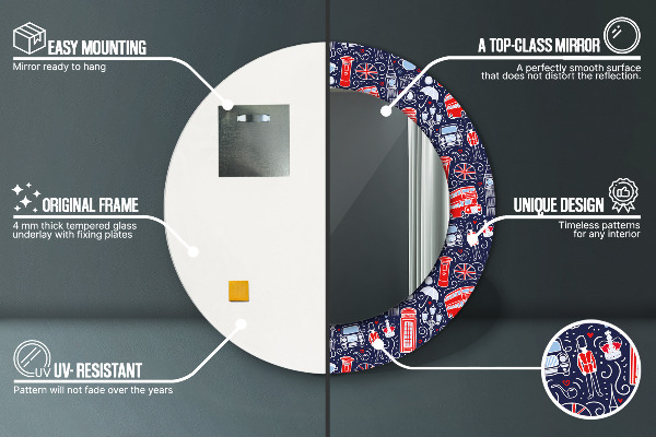 Runder spiegel bedrucktem rahmen Londoner Symbol