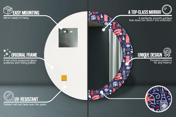 Runder spiegel bedrucktem rahmen Londoner Symbol