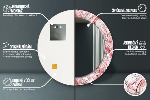 Runder spiegel bedrucktem rahmen Flammenmuster