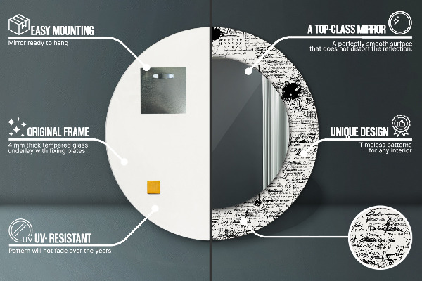 Runder spiegel bedrucktem rahmen Schablone