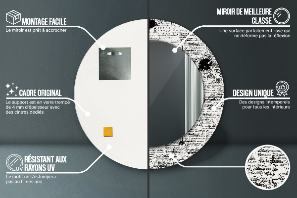 Runder spiegel bedrucktem rahmen Schablone