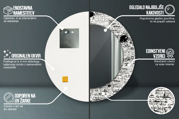 Runder spiegel bedrucktem rahmen Schablone