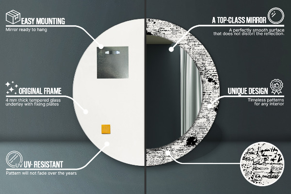 Runder spiegel bedrucktem rahmen Schablone