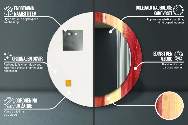 Runder spiegel bedrucktem rahmen Zusammenfassung Bild