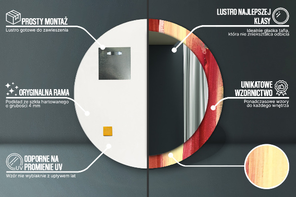 Runder spiegel bedrucktem rahmen Zusammenfassung Bild