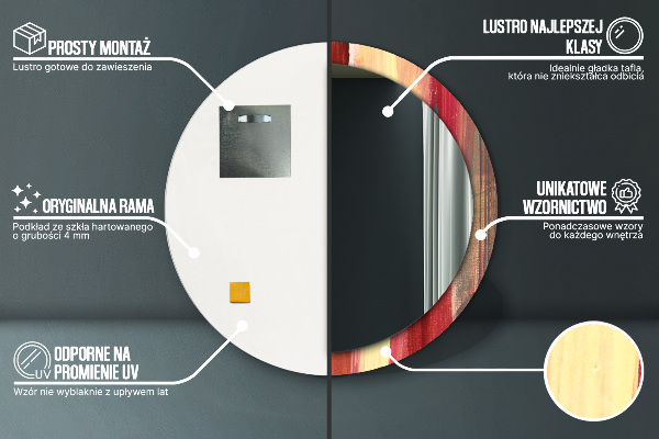 Runder spiegel bedrucktem rahmen Zusammenfassung Bild