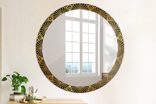Runder spiegel mit dekorativem aufdruck Goldenes Mandala