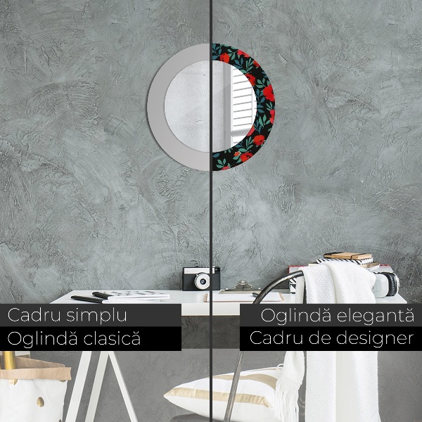 Runder spiegel aufdruck Roter Mohnsamen