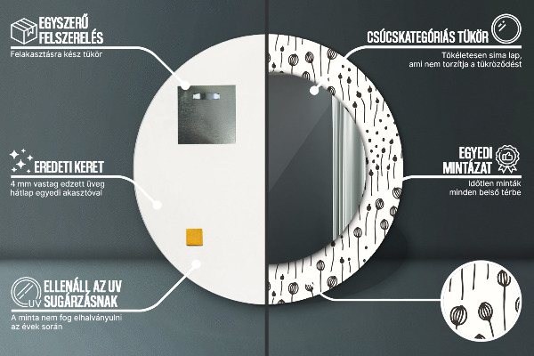 Runder spiegel aufdruck Blumenzeichnung