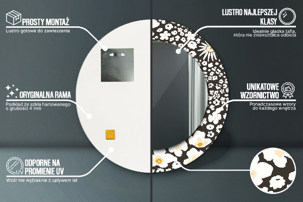 Runder spiegel aufdruck Stokrotka Elfenbein