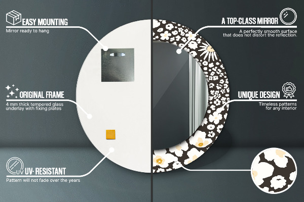 Runder spiegel aufdruck Stokrotka Elfenbein