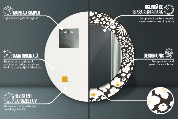 Runder spiegel aufdruck Stokrotka Elfenbein