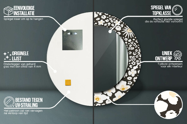 Runder spiegel aufdruck Stokrotka Elfenbein