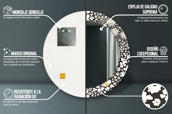 Runder spiegel aufdruck Stokrotka Elfenbein