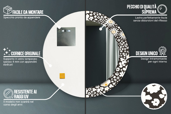 Runder spiegel aufdruck Stokrotka Elfenbein