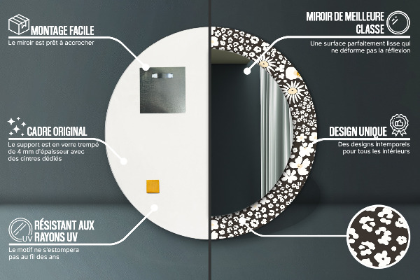 Runder spiegel aufdruck Stokrotka Elfenbein