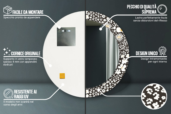 Runder spiegel aufdruck Stokrotka Elfenbein