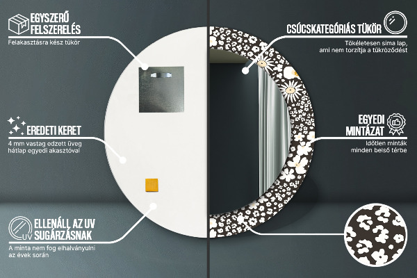 Runder spiegel aufdruck Stokrotka Elfenbein