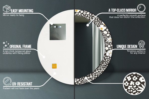 Runder spiegel aufdruck Stokrotka Elfenbein