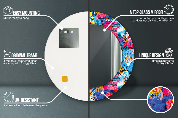 Runder spiegel aufdruck Farbenfrohe Krebs