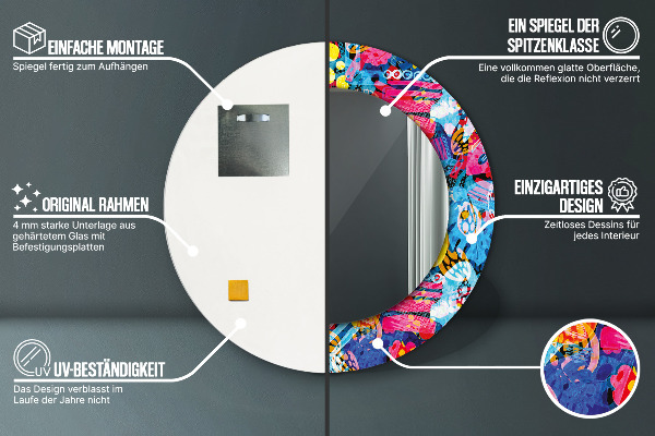 Runder spiegel aufdruck Farbenfrohe Krebs