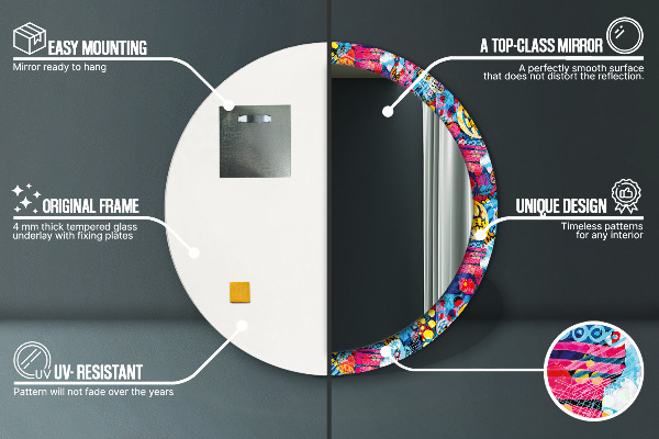 Runder spiegel aufdruck Farbenfrohe Krebs