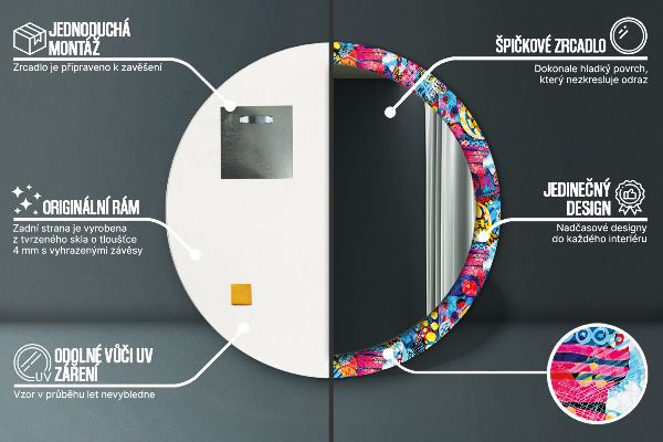 Runder spiegel aufdruck Farbenfrohe Krebs
