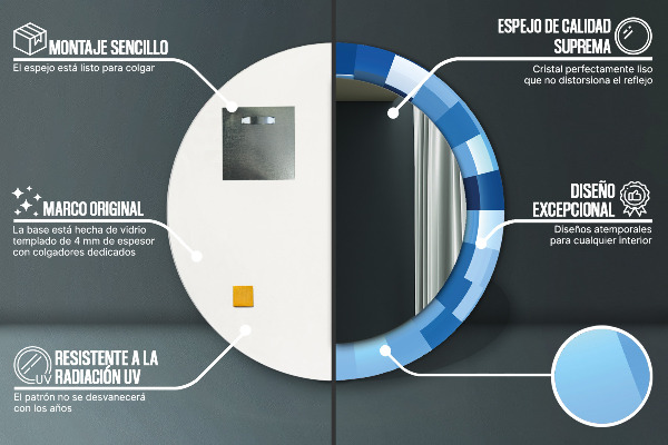 Runder spiegel aufdruck Blau Abstract